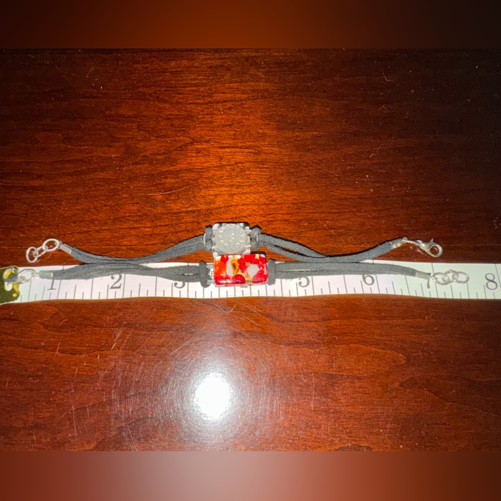 TWO Murano Black and Red Floral Bracelets - Picture 3 of 3
